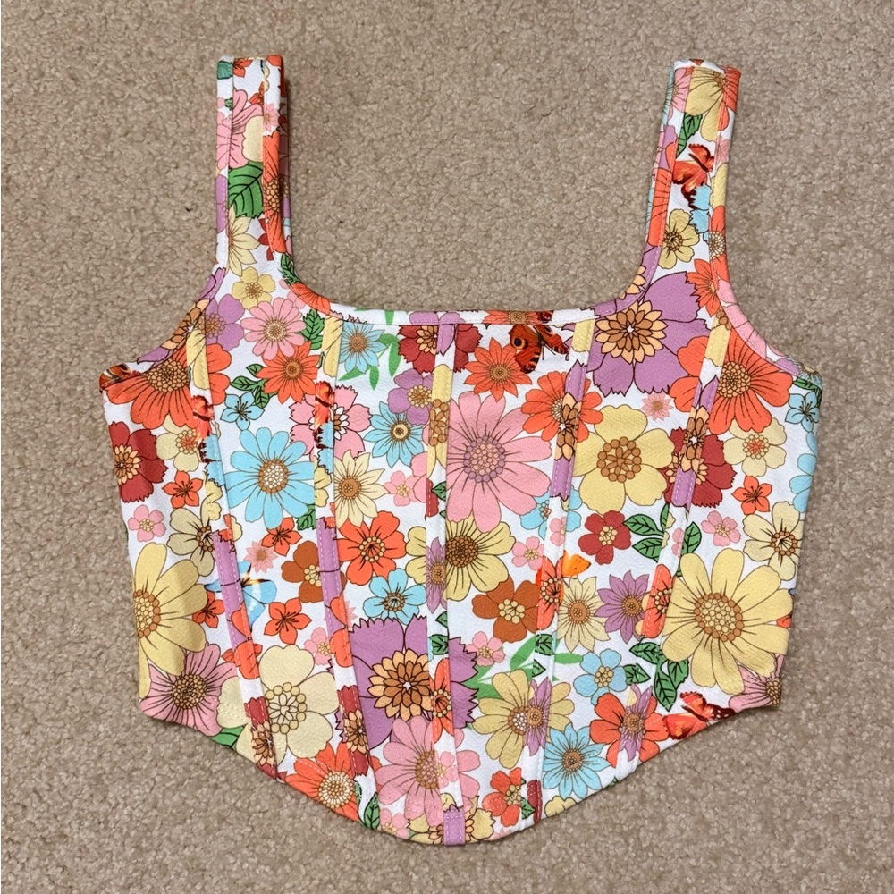 Floral Corset Style Tank Top